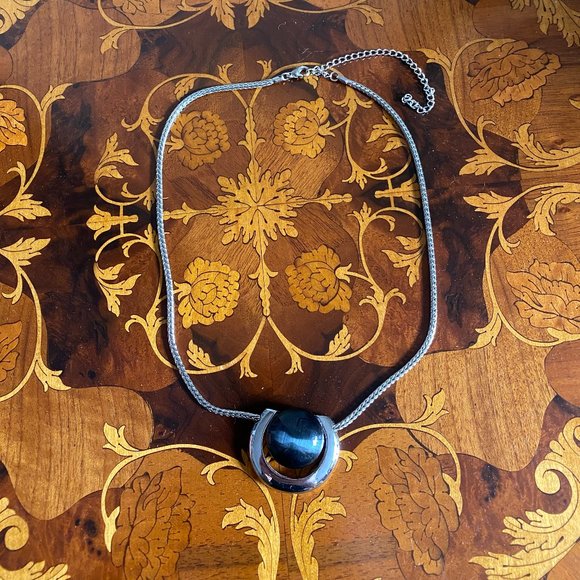 Black and Silver Pendant with Rope Chain - Picture 2 of 9